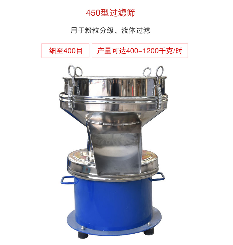 450型過濾篩用于粉粒分級(jí)、液體過濾